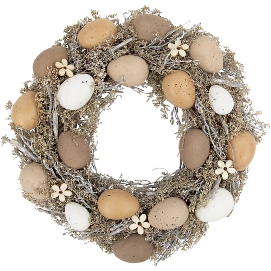 12&#x22; Natural Earth Speckled Egg Easter Twig Wreath